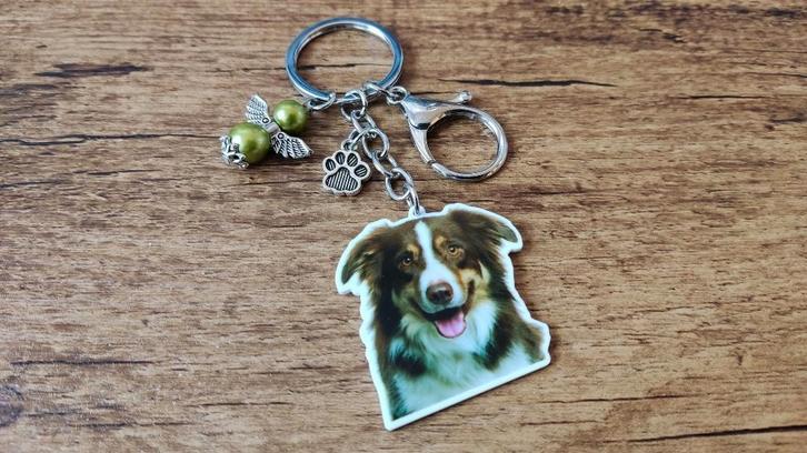 Sleutelhanger Border collie groot met beschermengeltje, Dieren en Toebehoren, Honden-accessoires, Nieuw, Verzenden