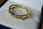 Gouden ring met diamantjes, Sieraden, Tassen en Uiterlijk, Ringen, Verzenden, Zo goed als nieuw, 17 tot 18, Met edelsteen