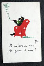 De rokende poes denkt met liefde aan je - door René, Verzamelen, Ansichtkaarten | Dieren, Verzenden, 1920 tot 1940, Ongelopen