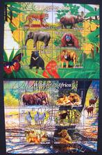 - 614 - 2 Blokken met Wilde dieren uit Azië en Afrika., Verzenden, Gestempeld, Dier of Natuur