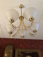 Kroonluchter / hanglamp klassiek art deco goud, glazen kap, Ophalen of Verzenden, Glas, Vintage / art deco, Minder dan 50 cm