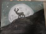 Schilderij: Hert in de maneschijn, Ophalen of Verzenden