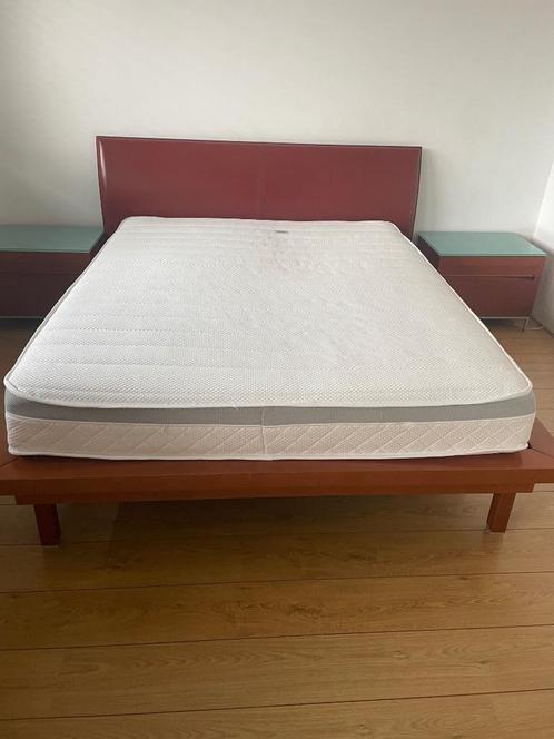 Bed twee nachtkastjes commode, Huis en Inrichting, Slaapkamer | Bedden, Gebruikt, Tweepersoons, 180 cm, 200 cm, Hout, Overige kleuren