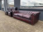 Chesterfield 3+1+1 zit bankstel oxblood GRATIS BEZORGD!, Huis en Inrichting, Banken | Bankstellen, Leer, Ophalen of Verzenden