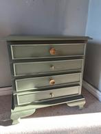 Groen ladekastje gouden knoppen, Ophalen, 50 tot 100 cm, Zo goed als nieuw, 3 of 4 laden