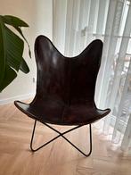 Vintage Lederen Vlinderstoel, Huis en Inrichting, Stoelen, Ophalen, Gebruikt, Bruin, Leer