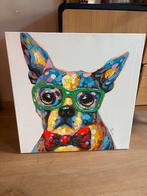 Canvas 60x60 cm - Nerdy Dog Painting, Ophalen