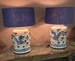 2 Chinese tafellampen met blauwe kap, Ophalen