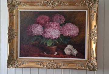 Prachtig schilderij van hortensia's. beschikbaar voor biedingen