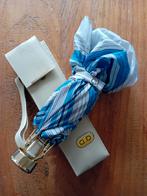 Paraplu met chique lederen opberghoes. Prachtige kleuren., Ophalen of Verzenden, Nieuw, Blauw