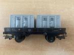 Lima HO platte goederenwagon met 2 (losse) containers, Gelijkstroom, Wagon, Ophalen of Verzenden, Zo goed als nieuw