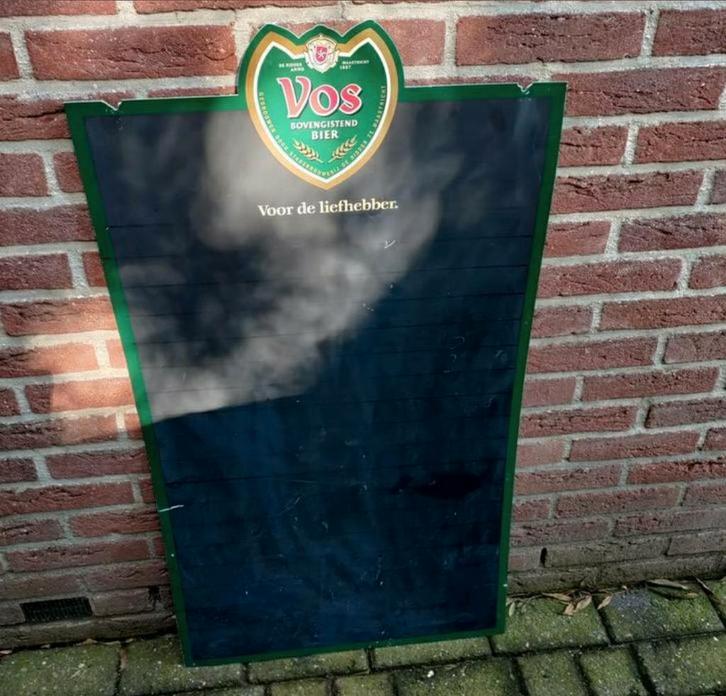 VOS BIER, Reclamebord,Notitiebord,wandbord,Bovengistend Bier, Verzamelen, Biermerken, Gebruikt, Reclamebord, Plaat of Schild, Overige merken