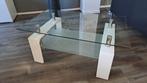 Glazen Salontafel met Witte Poten, Ophalen, 100 tot 150 cm, 50 tot 100 cm, Minder dan 50 cm
