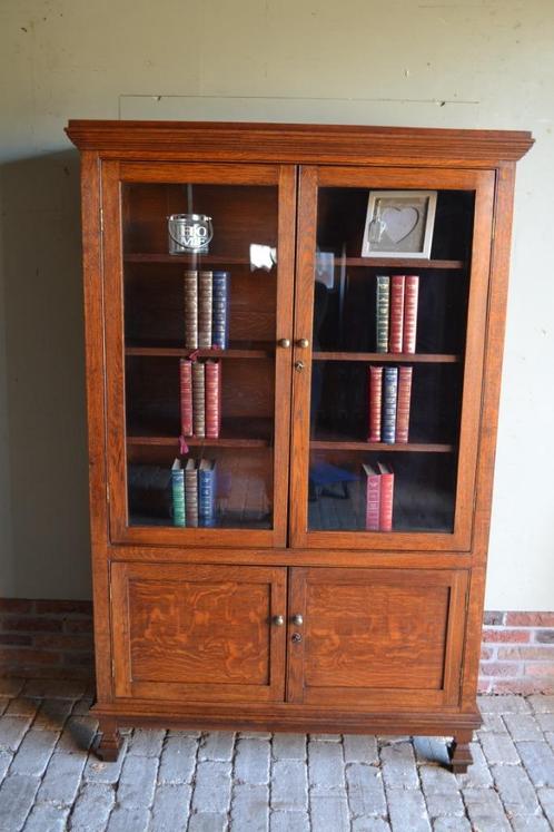Prachtige antieke eiken houten Art Deco boekenkast, vitrine, Antiek en Kunst, Antiek | Meubels | Kasten, Verzenden