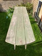 HOUTEN TUINTAFEL LANGWERPIG. OUD ONDERSTEL, BLAD VAN 3 STEIG, Tuin en Terras, Tuintafels, Ophalen, Gebruikt, Rechthoekig, Hout