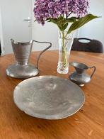 Antieke Tinnen Set - Kan, Melkkannetje & Schaal, Antiek en Kunst, Ophalen of Verzenden