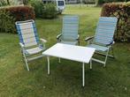 Campingset 3 verstelbare stoelen tafel in hoogte verstelbaar, Ophalen of Verzenden, Gebruikt, Campingstoel