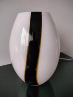 Italië Glas Lamp Tafellamp Wit Zwart Opalino Vetro 1990, Huis en Inrichting, Lampen | Tafellampen, Ophalen of Verzenden, Zo goed als nieuw