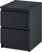 IKEA MALM nachtkast twee lades incl glasplaat., 1 of 2 laden, Zo goed als nieuw, Minder dan 100 cm, 25 tot 50 cm
