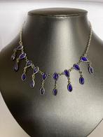 Ketting met blauwe glassteentjes, Ophalen of Verzenden, Blauw, Overige materialen, Verstelbaar