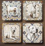 Argentijnse Dog Italiaans tegeltje onderzetters met houder, Huis en Inrichting, Woonaccessoires | Onderzetters, Ophalen of Verzenden