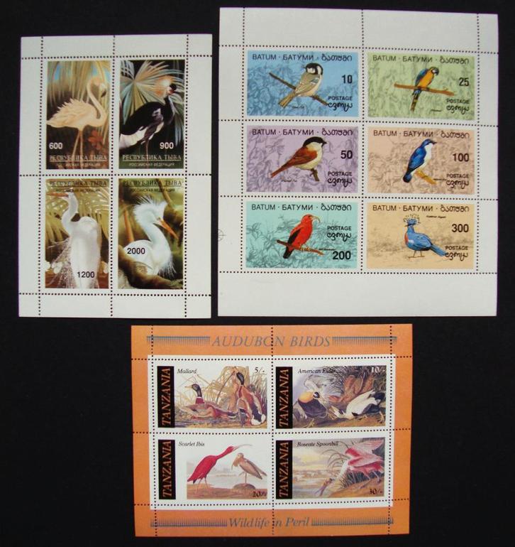 - 658 - 3 Blokken met Vogels., Postzegels en Munten, Postzegels | Thematische zegels, Postfris, Dier of Natuur, Verzenden