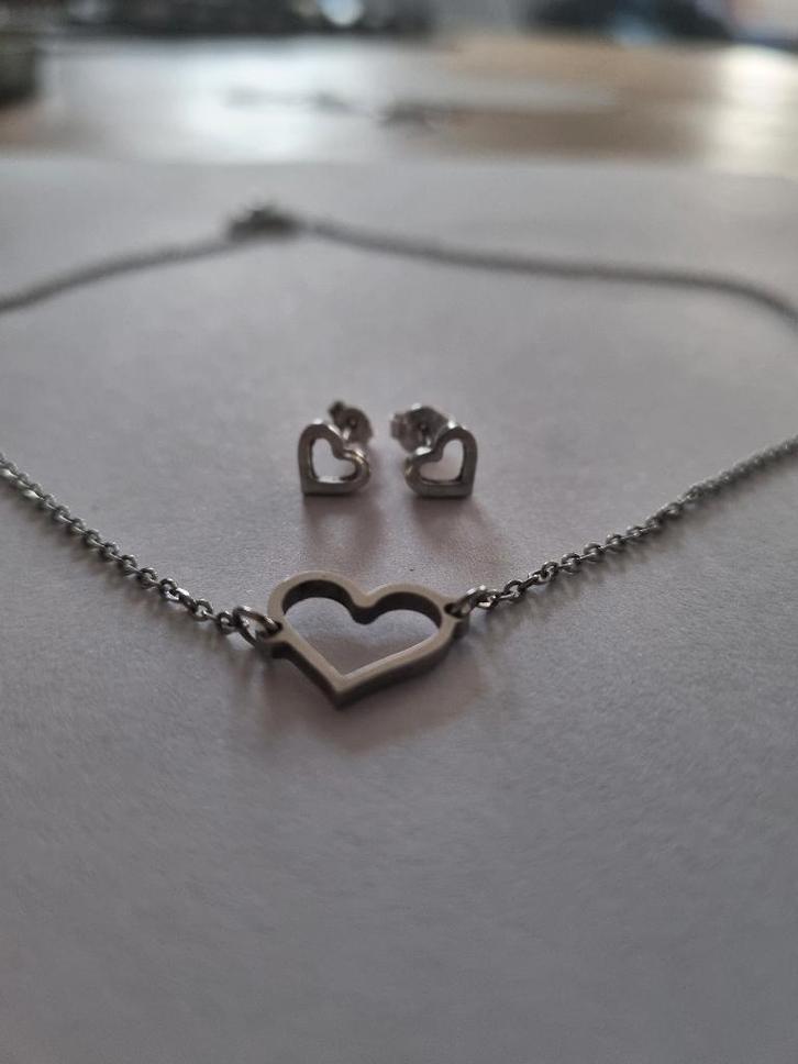 DRKS ketting en oorbellen, Sieraden, Tassen en Uiterlijk, Kettingen, Nieuw, Overige materialen, Zilver, Verstelbaar, Ophalen of Verzenden