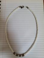 Parelketting met strass stenen, Overige materialen, Wit, Ophalen of Verzenden, Zo goed als nieuw