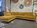 Velvet okergele hoekbank, 250 tot 300 cm, Ophalen of Verzenden, Zo goed als nieuw, Stof