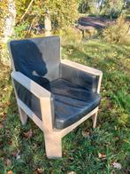 Stoere Eikenhouten Stoel met Leer, Ophalen