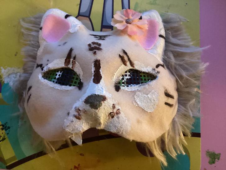 Beige kat therian masker, Hobby en Vrije tijd, Kostuums, Theaterbenodigdheden en LARP, Gebruikt, Overige typen, Ophalen of Verzenden