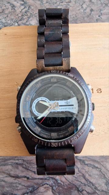 Longfield 16 houten herenhorloge! beschikbaar voor biedingen