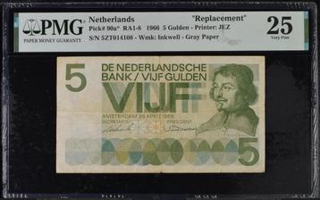 5 Gulden 1966 Vondel I (Pick 90a) ZT invulserie  beschikbaar voor biedingen