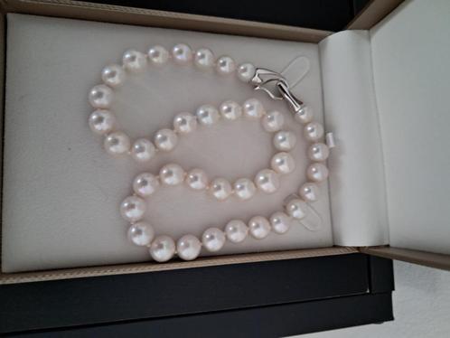 Parelketting  zoetwaterparels 47 cm Edisonparels, Sieraden, Tassen en Uiterlijk, Kettingen, Zo goed als nieuw, Zilver, Wit, Verzenden