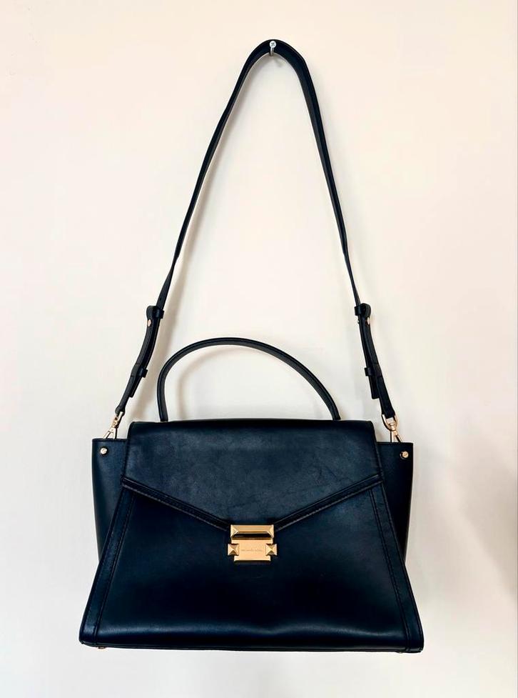 Michael Kors Whitney Tas - Zwart Leer, Sieraden, Tassen en Uiterlijk, Tassen | Damestassen, Zo goed als nieuw, Handtas, Zwart