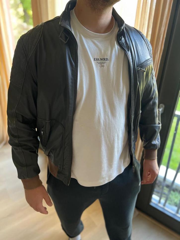 Unieke leren jas van Arma (maat L) 54, Kleding | Heren, Jassen | Zomer, Gedragen, Maat 52/54 (L), Zwart, Ophalen of Verzenden