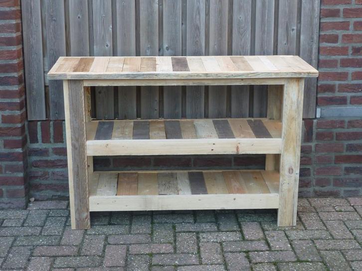 wandtafel, sidetable, oppottafel, werktafel van sloophout, Huis en Inrichting, Tafels | Sidetables, Nieuw, 25 tot 50 cm, 100 tot 150 cm