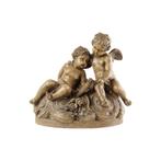 Antiek Beeld Sculptuur Terracotta Cherubijnen Putti 46cm, Antiek en Kunst, Ophalen of Verzenden
