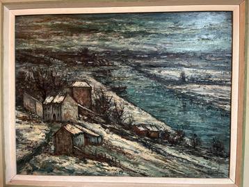 Klassiek Winters Landschap Schilderij Frans Ronda. beschikbaar voor biedingen