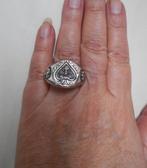 Zilveren heren ring skull met roos maat 22 nr.1703, 20 of groter, Verzenden, Heer, Zo goed als nieuw