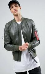 Alpha Industries MA-1 Leather Bomberjack Sage Green Small, Alpha industries, Nieuw, Ophalen of Verzenden, Groen