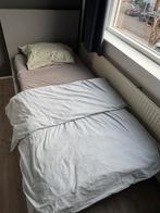 Mooie grijze eenpersoons bed met opslag, 90 cm, Eenpersoons, Ophalen of Verzenden, Zo goed als nieuw