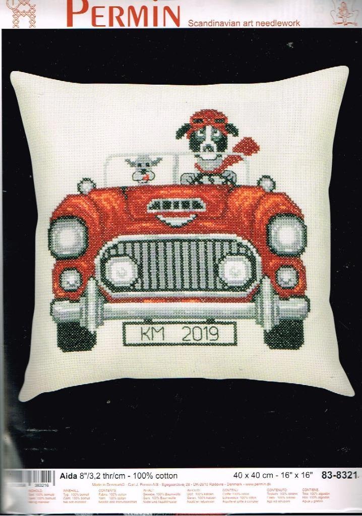 Cado aanbieding permin borduurpakket kussen, honden in auto, Hobby en Vrije tijd, Borduren en Borduurmachines, Nieuw, Borduurpakket