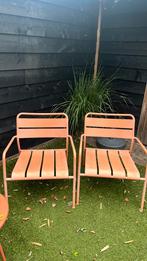 2 luie stoelen roze /oranje, Tuin en Terras, Tuinstoelen, Ophalen of Verzenden, Gebruikt, Aluminium