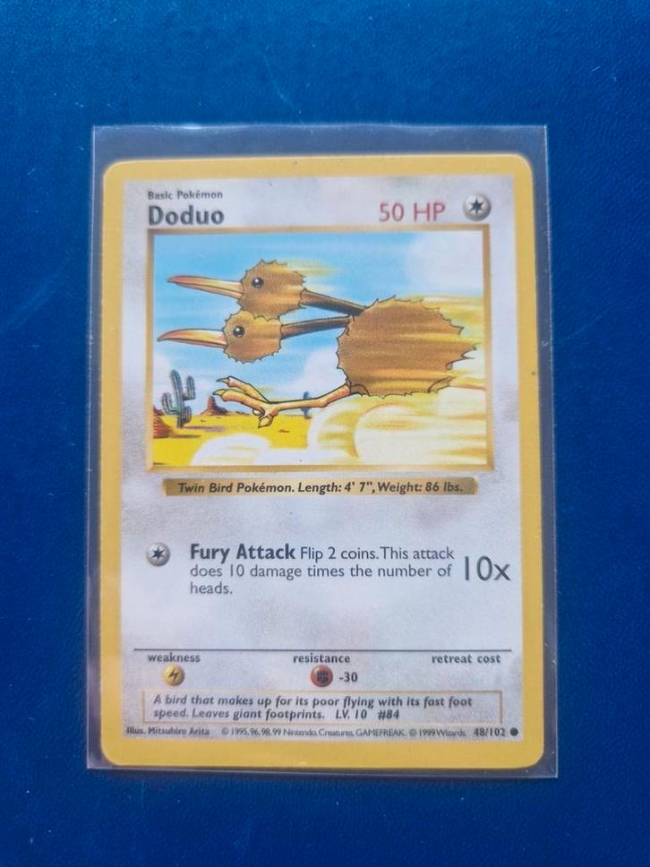 Pokemon Doduo shadowless base set kaart, Hobby en Vrije tijd, Verzamelkaartspellen | Pokémon, Zo goed als nieuw, Losse kaart, Ophalen of Verzenden