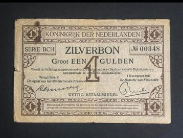 1 Gulden Zilverbon, 1917 beschikbaar voor biedingen