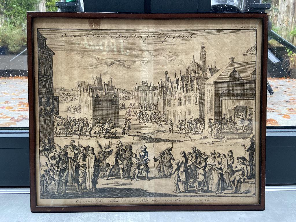 Antieke prent van Jan Luyken – 17e eeuw – 38  32 cm, Ophalen of Verzenden