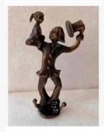 Bronzen clown met meisje en hoed, 15 cm Corry Ammerlaan, Ophalen of Verzenden