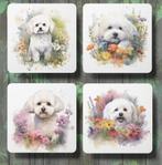 Bichon Aquarel onderzetters met houder, Ophalen of Verzenden, Nieuw, Glas of Kopje