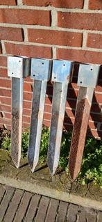 Metalen paalvoeten - diverse condities, Gebruikt, Staal, Minder dan 100 cm, Ophalen of Verzenden